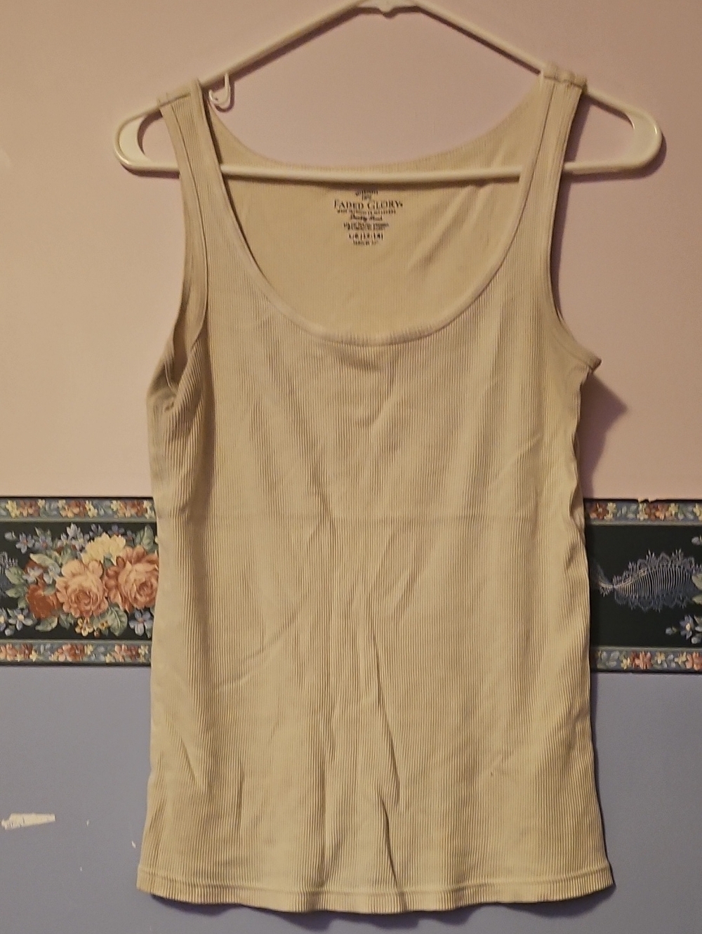 Faded Glory Women's Light Cream Ribbed Tank